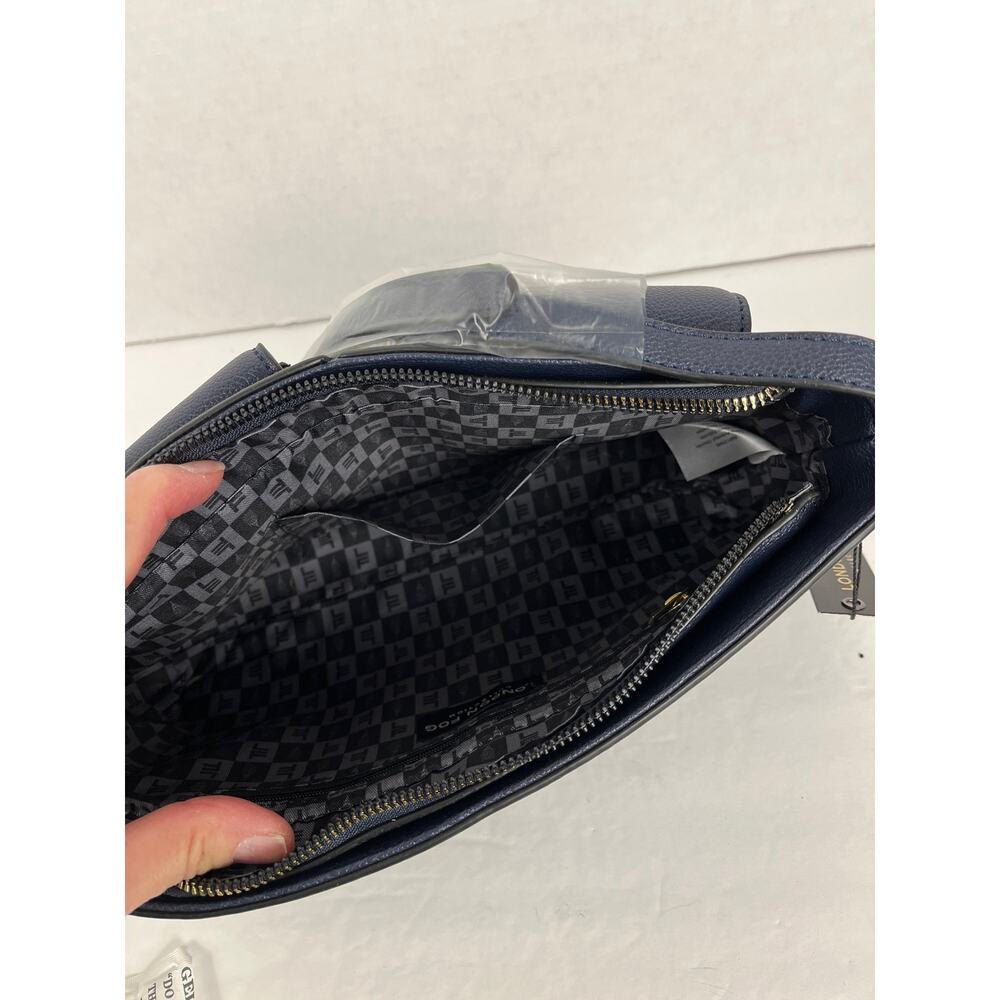 London Fog Collection Evelyn Multi Crossbody Bag Purse Navy Blue Gold Accents - Picture 7 of 12